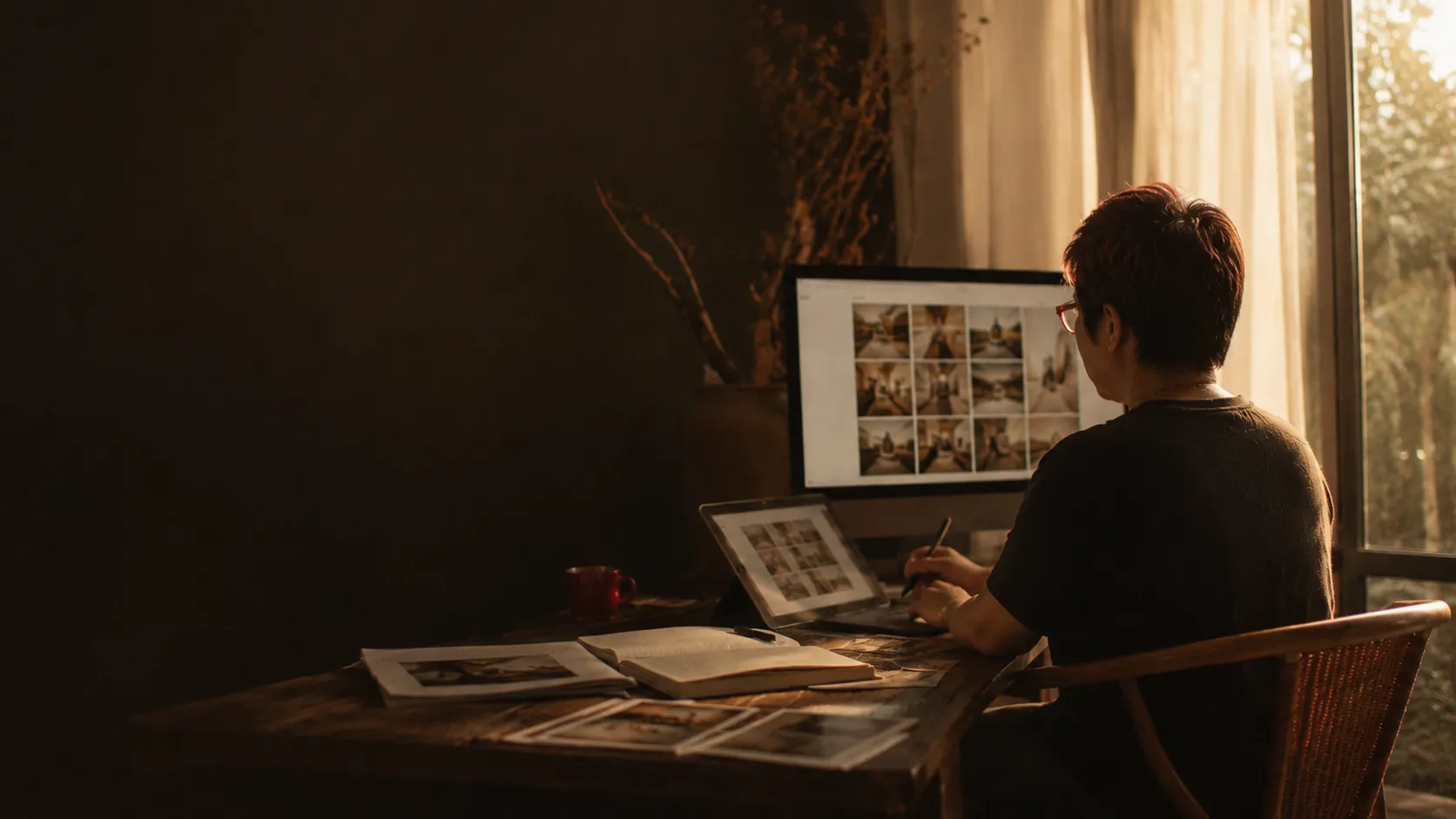 WPM studio — working at the desk
